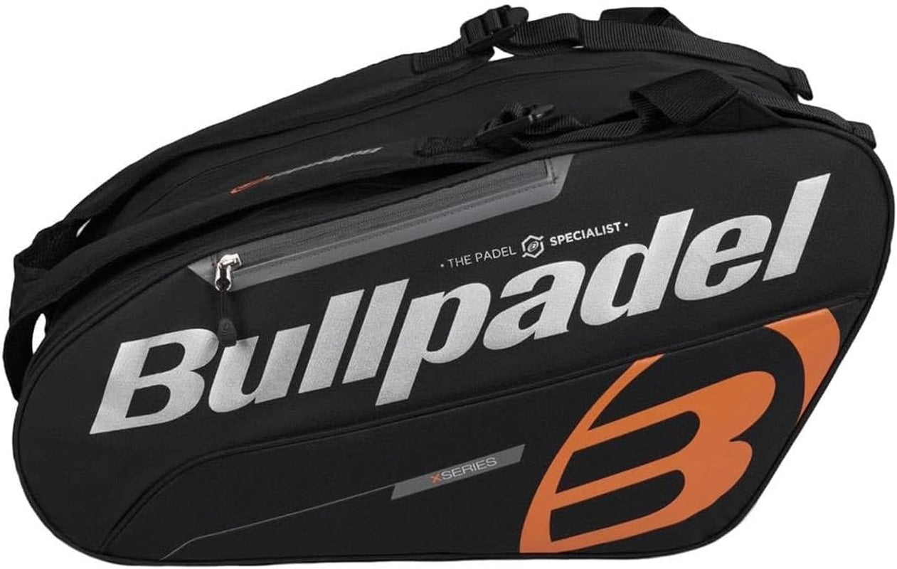 - Paletero Tour Negro, Con Detalles En Blanco Y Naranja, Con Bolsillos Para Palas, Compartimento Para Ropa O Material Y Bolsillos Auxiliares, Asas Acolchadas Y De Mano Para Transportar